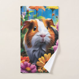 Toalha De Mão Porco-guineense entre flores vibrantes