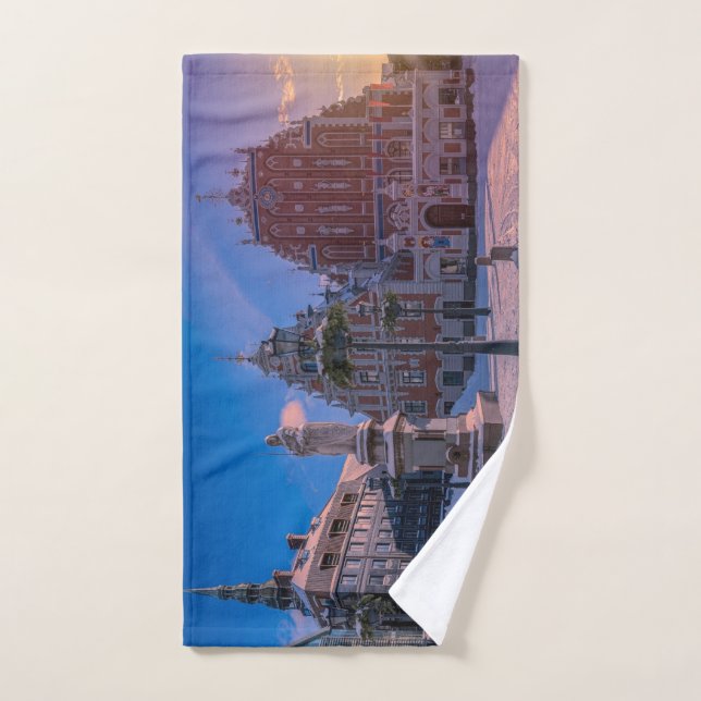 Toalha De Mão Praça da Prefeitura de Riga no inverno (Toalha de mão)