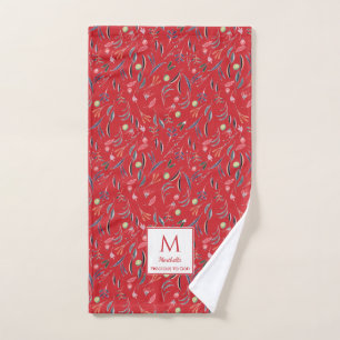 Toalha De Mão Precioso de Monograma Vermelho Floral para DEUS Gy