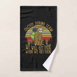Toalha De Mão Presente de Camper Vintage Sloth Hiking Team Ani