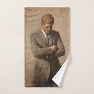 Toalha De Mão Presidente Americano John Kennedy Retrato Pintado