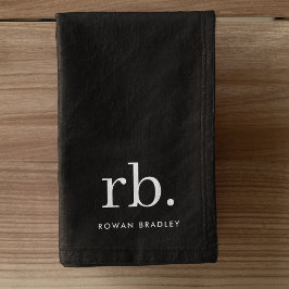 Toalha De Mão preto e branco mínimo Elegante clássico monograma