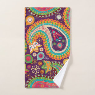 Toalha De Mão Purple Boho Paisley