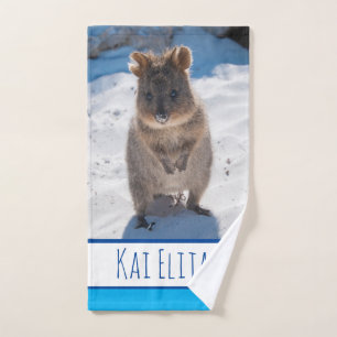 Toalha De Mão Quokka na Praia Austrália, Blue Boys