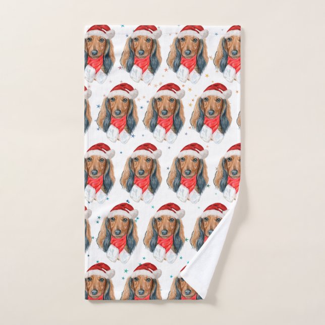 Toalha De Mão Raça de Cachorro Dachshund Natal (Toalha de mão)