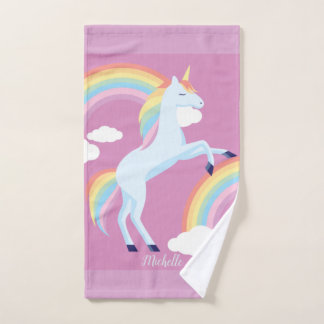 Toalha De Mão Rainbow Unicorn Personalizado