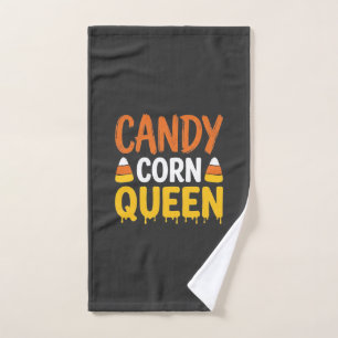Toalha De Mão Rainha do Candy Corn Gráfico de Halloween_1