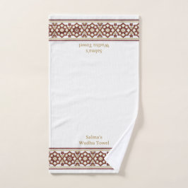 Toalha De Mão Red Gold Star Flower Border White Customized Wudhu