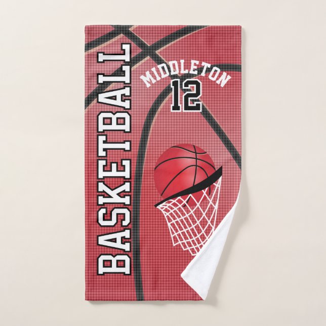 Toalha De Mão Red Sport 🏀 Basball | DIY Texto (Toalha de mão)