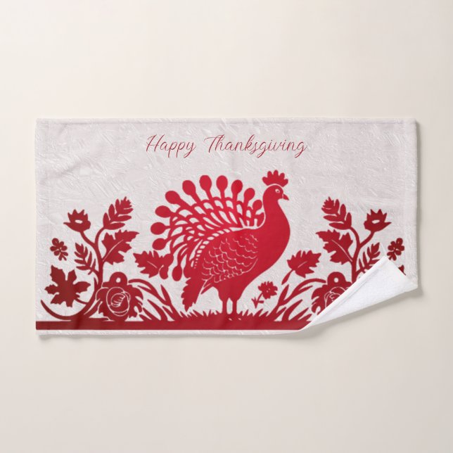 Toalha De Mão Red Thankand Turkey Floral Hand Towel (Toalha de mão)