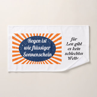 Toalha De Mão Regen flüssiger Sonnenschein mit Namen