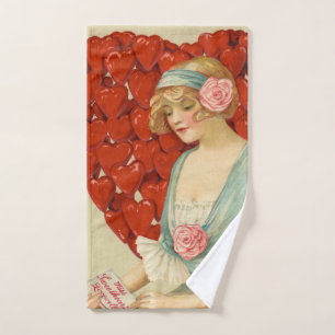 Toalha De Mão Romântico Elegante Retro Dia dos Namorados, John W