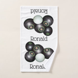 Toalha De Mão Ronald Name On Lawn Bowls Design,