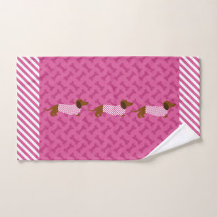 Toalha de Mão Rosa e Branca Dachshund
