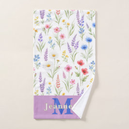 Toalha De Mão Rosa Salmão Azul Lavanda Pastel Flor Silvestre