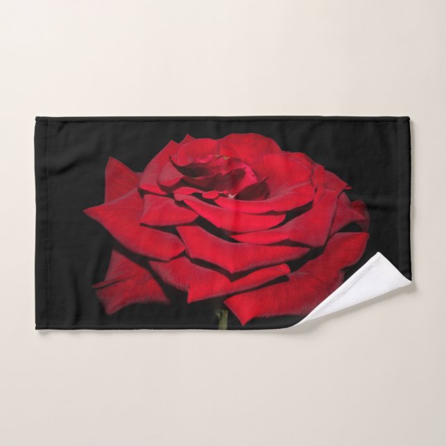 Toalha De Mão Rosa vermelha - Preto (Toalha de mão)