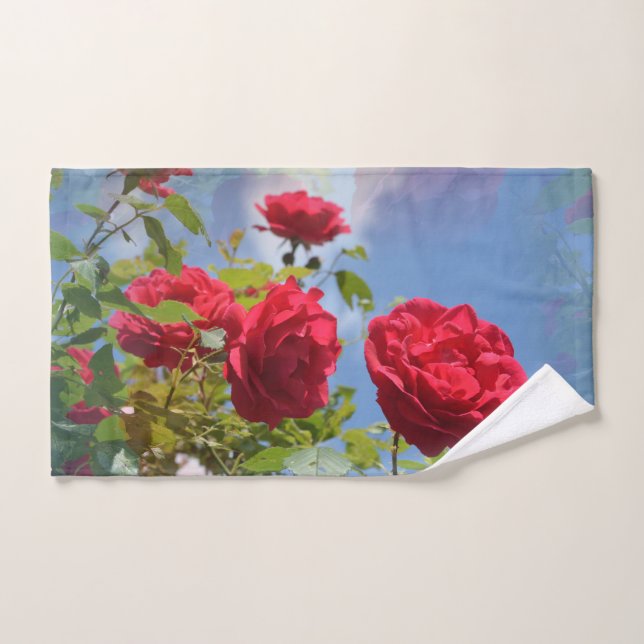 Toalha De Mão Rosas de jardim vermelhas (Toalha de mão)