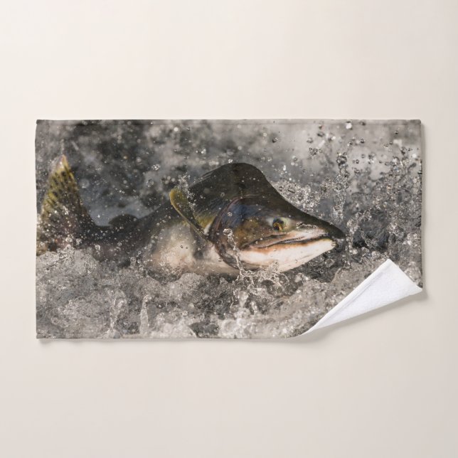 Toalha De Mão Salmão Saltando (Toalha de mão)