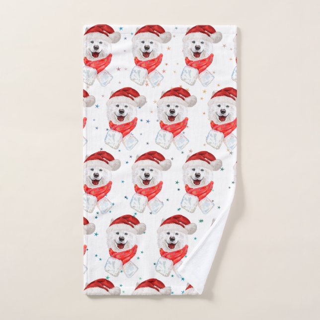Toalha De Mão Samoyed Dog Breed Christmas Stars (Toalha de mão)