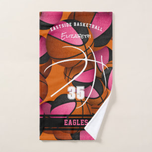 Toalha De Mão seleção de basquete preto rosa colorido nome de at
