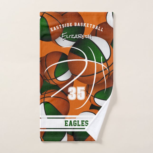 Toalha De Mão seleção de basquetebol branco verde cores nome do  (Toalha de mão)