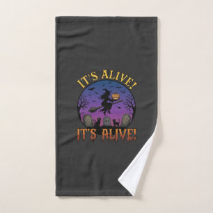 Toalha De Mão Seu Alive Halloween Bruxa Abóbora Gato Preto Lápid