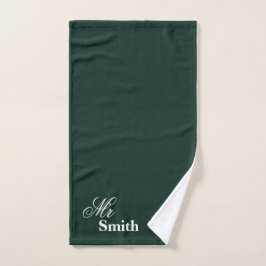 Toalha De Mão Seu Nome Sr Smith Tipografia Branca Verde