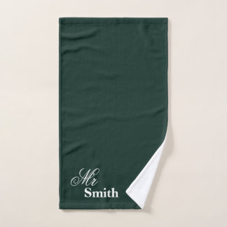 Toalha De Mão Seu Nome Sr Smith Tipografia Branca Verde