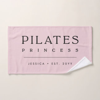 Toalha De Mão Simples Princesa de Pilates Rosa Bege Personalizad
