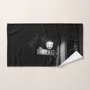 Toalha De Mão Sinal de hotel Vintage, luz de rua e muitas luzes