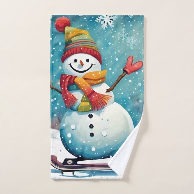 Toalha De Mão Snowboard Snowman Hand Towel (Toalha de mão)