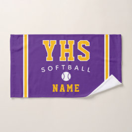 Toalha De Mão Softball Icon, Custom Name & School, Team Gift