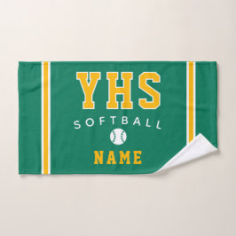 Toalha De Mão Softball Icon, Custom Name & School, Team Gift