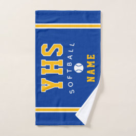 Toalha De Mão Softball Icon, Custom Name & School, Team Gift Han