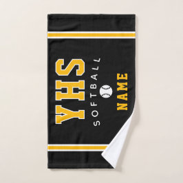 Toalha De Mão Softball Icon, Custom Name & School, Team Gift Han