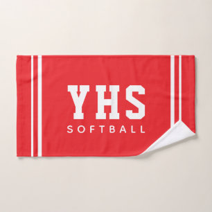 Toalha De Mão Softbol Inicial do Nome da Escola Personalizado, P