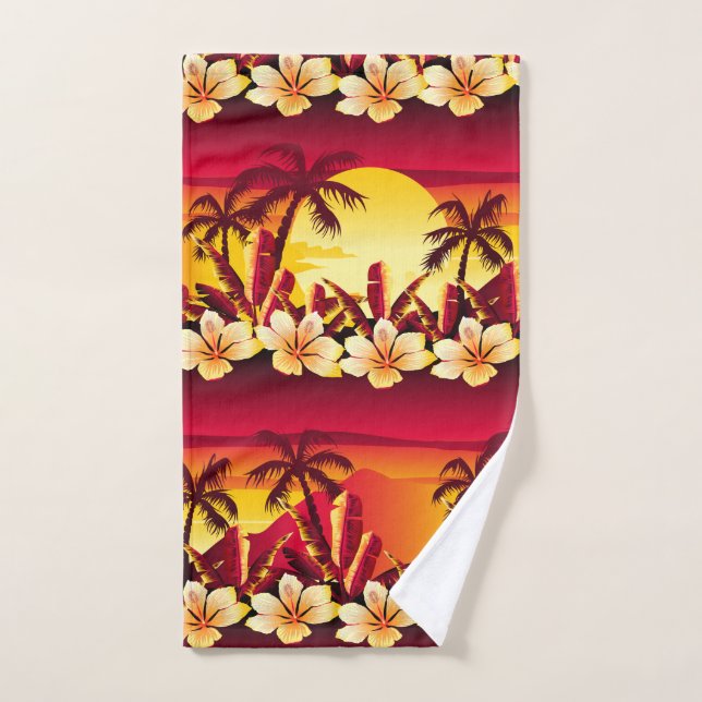 Toalha De Mão Sol tropical com palmeiras (Toalha de mão)