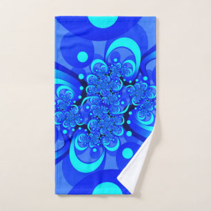 Toalha De Mão Sombras da Arte Fractal Abstrato Moderna Azul