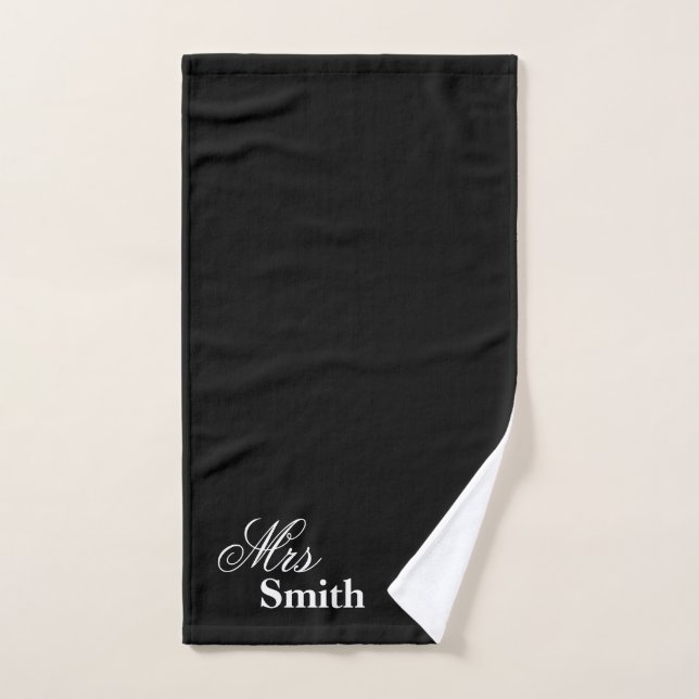 Toalha De Mão Sra. conhecida personalizada Smith Branco Preto (Toalha de mão)