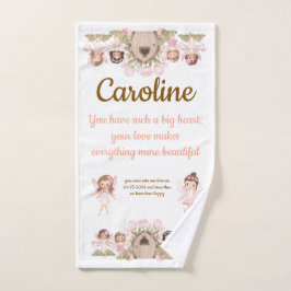 Toalha De Mão tender pink fairies salmon brown