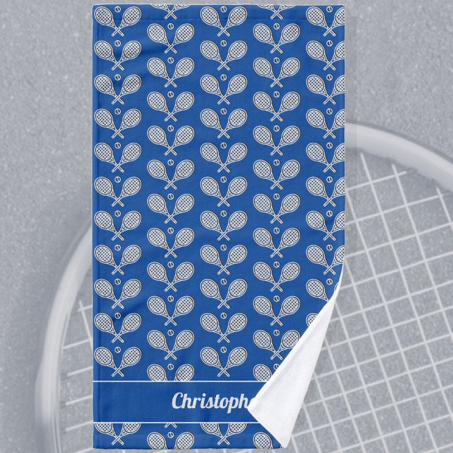 Toalha De Mão Tênis Tema Monograma Nome Tênis Ball (Tennis Accessory - Tennis Racket Pattern Monogrammed with name. Great for singles, doubles and teams)