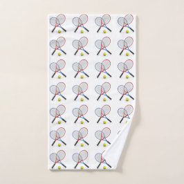 Toalha De Mão tênis vermelho pequeno 3D raquetes e bolas