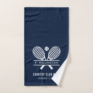 Toalha De Mão Tenistas e Nome do Country Club Azul-Marinho