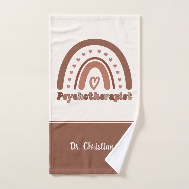 Toalha De Mão Terapeuta Holístico Boho Arco-Íris Personalizado (Toalha de mão)
