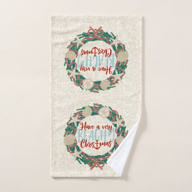 Toalha De Mão Terra do Mar Tropical de Natal - Vermelho (Toalha de mão)