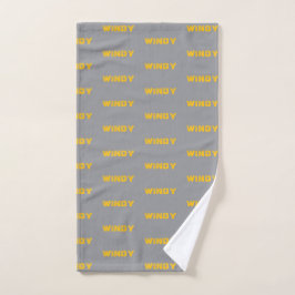 Toalha De Mão Texto personalizado desbotado amarelo no cinza