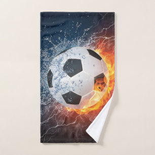 Toalha De Mão Travesseiro decorativo Flaming de Futebol/Bola de 