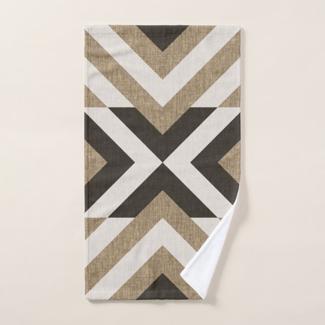 Toalha De Mão Trendy Geométrico Faux Burlap Brown Design (Toalha de mão)