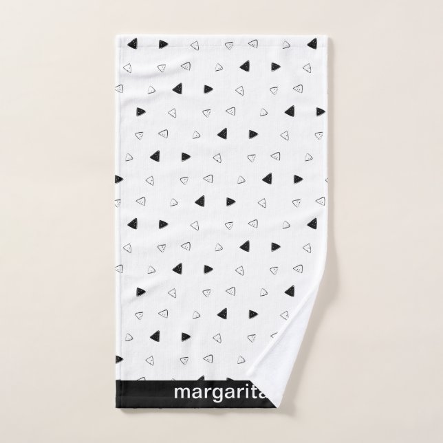 Toalha De Mão Triângulos B&W Personalizados (Toalha de mão)