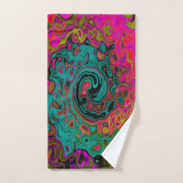 Toalha De Mão Trippy Turquoise Abstrato Retro Liquid Swirl